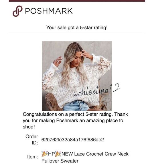 🎉HP🎉NEW Lace Crochet Crew Neck Pullover Sweater - Picture 6 of 8